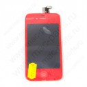 Переднее стекло (тачскрин) для iPhone 4G красное