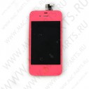 Переднее стекло (тачскрин) для iPhone 4G розовое