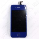 Переднее стекло (тачскрин) для iPhone 4G синее