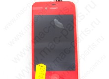 Переднее стекло (тачскрин) для iPhone 4G красное