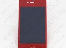 Переднее стекло (тачскрин) для iPhone 4S красное