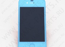 Переднее стекло (тачскрин) для iPhone 4S голубое