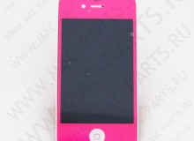 Переднее стекло (тачскрин) для iPhone 4S ярко-розовое